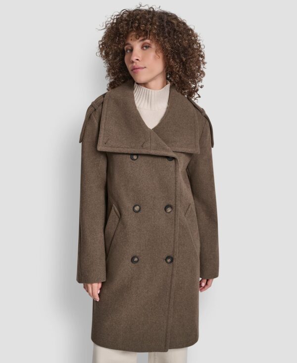 Women's Double-Breasted Funnel Neck Military Coat