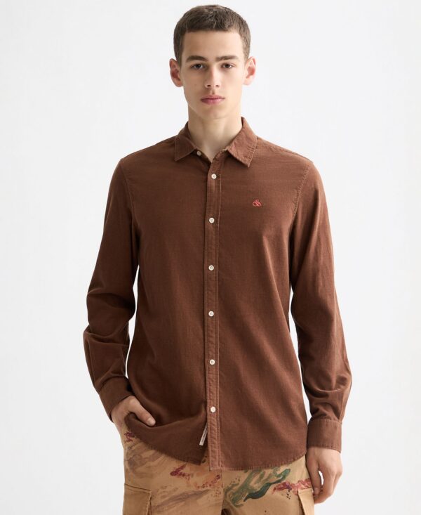 Men's Regular Fit Chest Embroidered Shirt