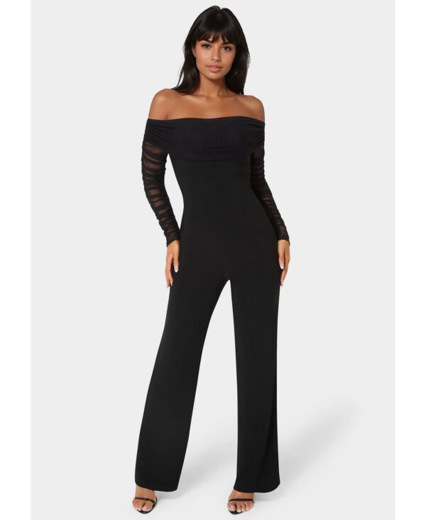 Women's Off Shoulder Ruched Jumpsuit