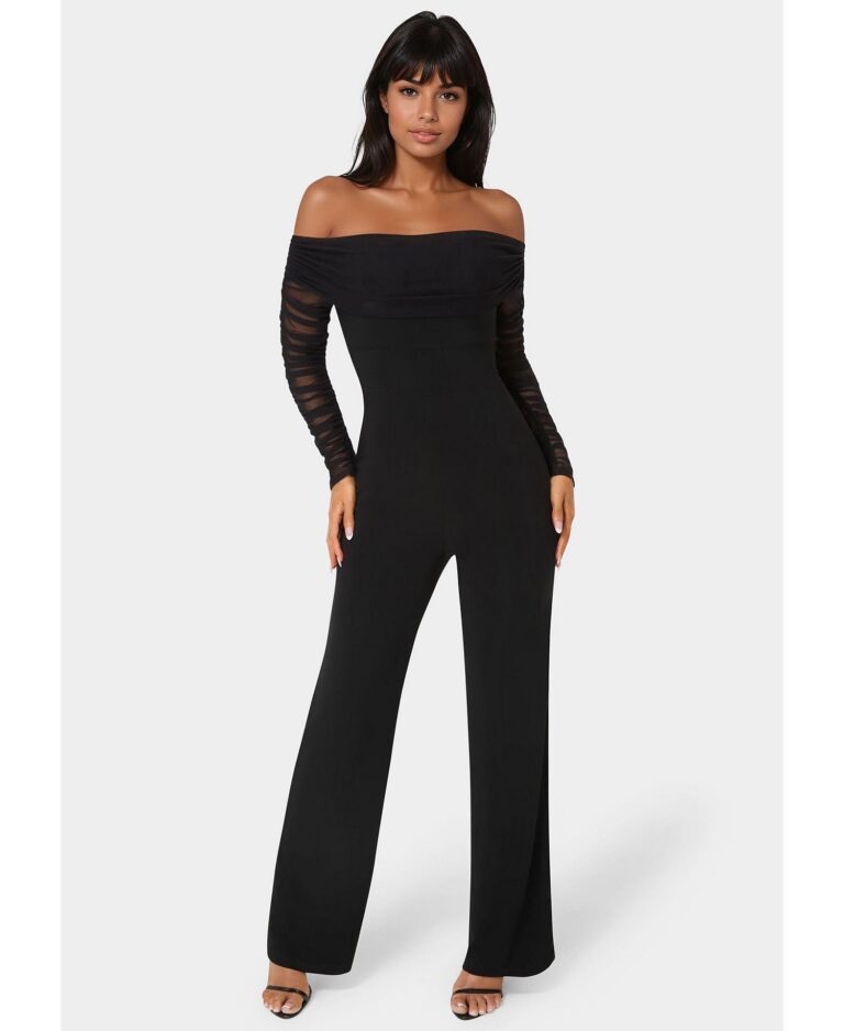 Women's Off Shoulder Ruched Jumpsuit