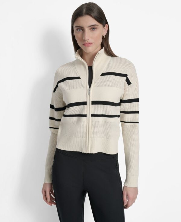 Women's Open Stitch Full Zip-Up Sweater