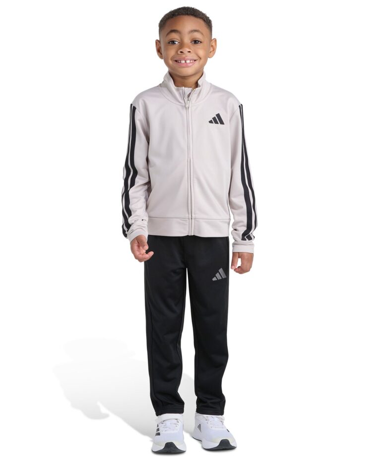 Toddler and Little Boys' 2T-7 Long Sleeve, Three Stripes Jacket and Jogger Pant, 2-Piece Set