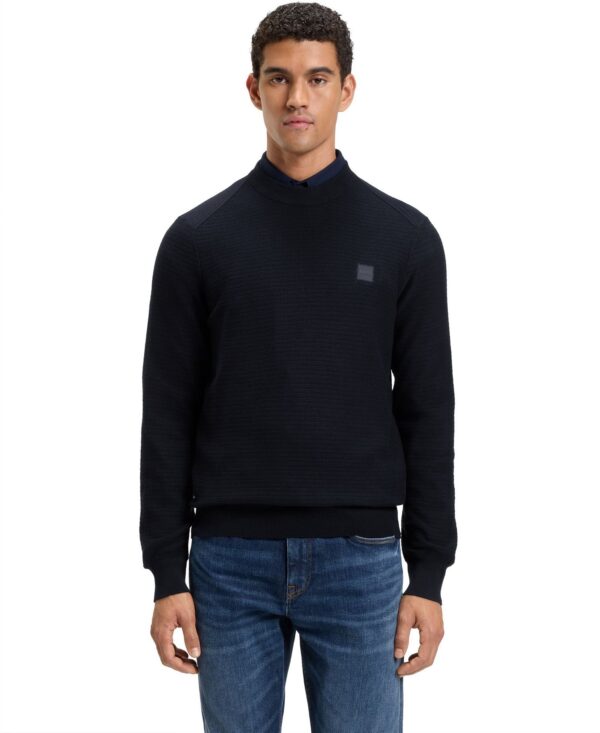 Men's Cashmere Cotton Logo Patch Structured Sweater