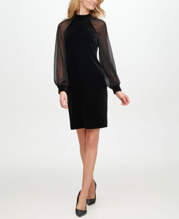 Women's Velvet Mock Neck Dress