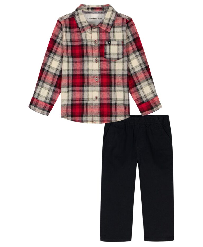 Boys' 2T-7 Woven Shirt and Pants, 2-Piece Set