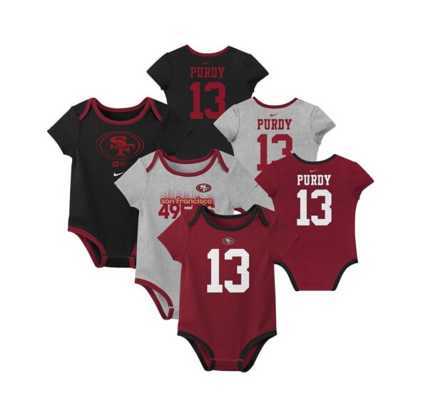 Baby Boys and Girls 3-Pack Brock Purdy San Francisco 49ers Name Number Bodysuit Set