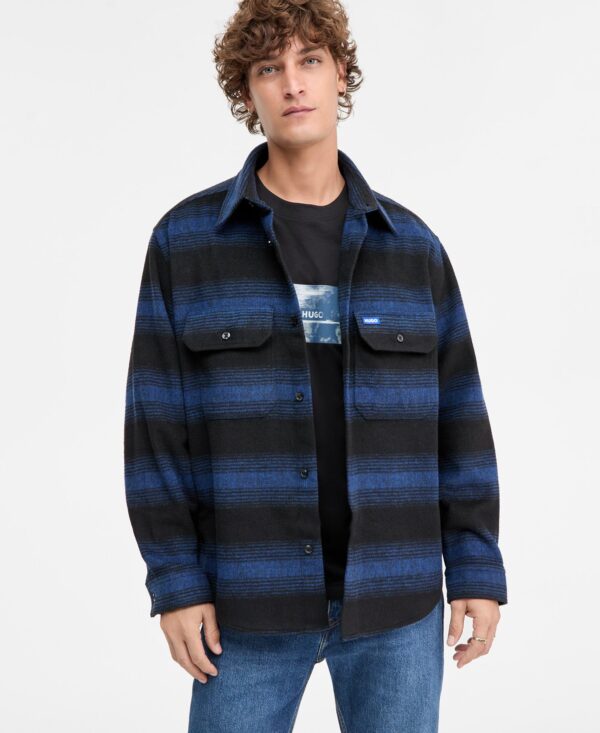 Men's Ebolt Striped Button-Front Shirt Jacket