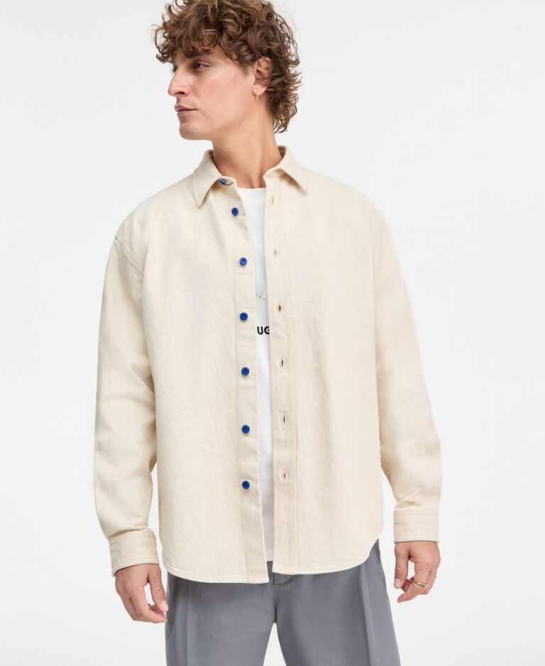 Men's Cotton Ebino Button-Front Shirt Jacket