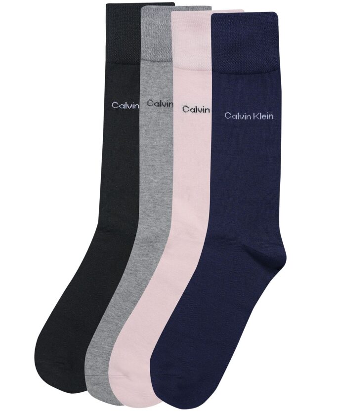 Men's 4-Pack Flat-Knit Crew Dress Socks