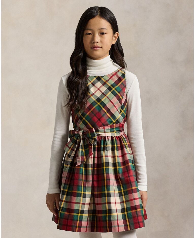 Girls' 7-16 Sleeveless Plaid Taffeta Dress