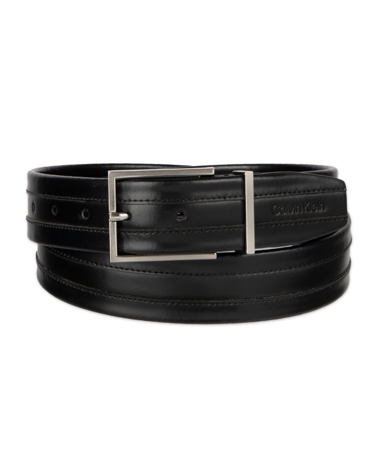 Men's Stripe Stitch Leather Dress Belt