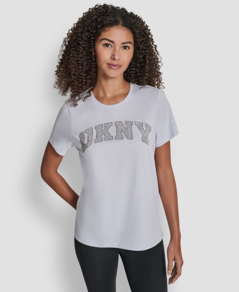 Women's Arched Exploded Rhinestone Crew Neck T-Shirt