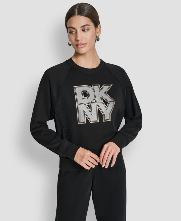 Women's Mixed Metal Stack Glitter Crewneck Top