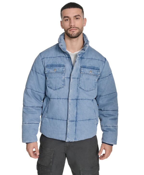Men's Denim Quilted Puffer Jacket