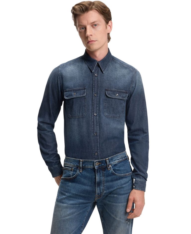 BECKHAM x BOSS Men's Blue Denim Shirt