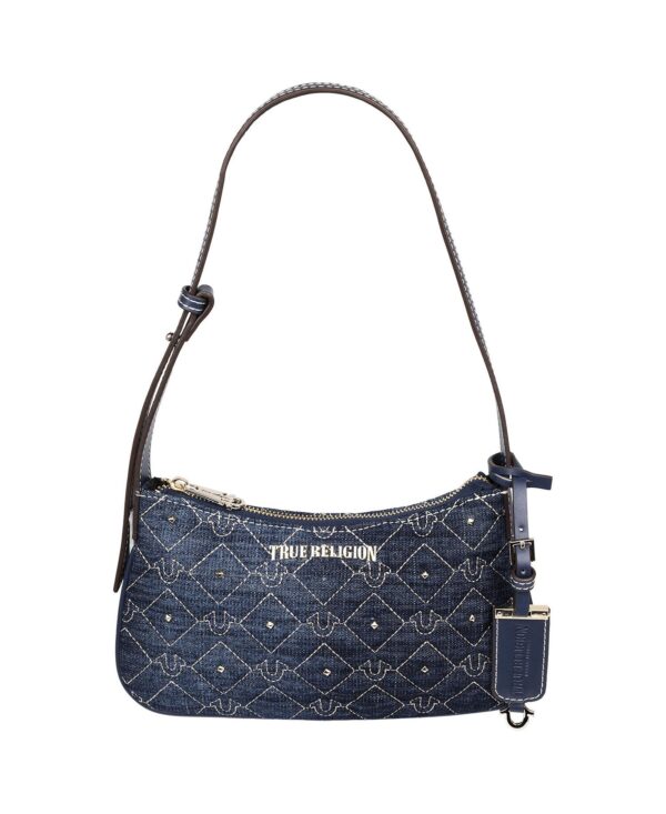 Studded Denim Shoulder Bag