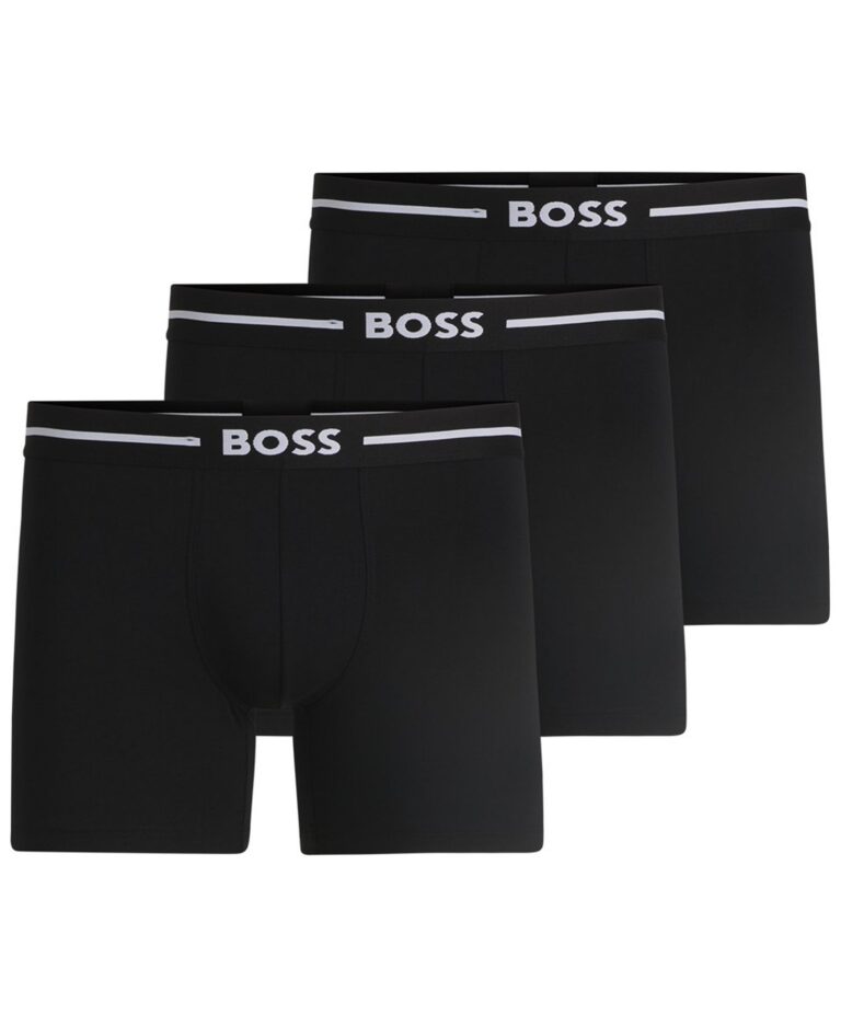 BOSS by Men's 3-Pack Bold Logo Boxer Briefs Underwear