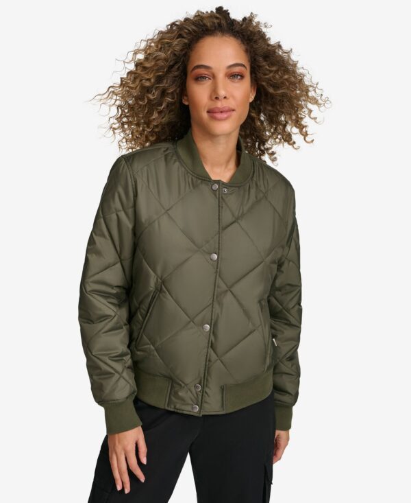 Women's Regular Diamond Quilted Sherpa Lined Bomber Jacket