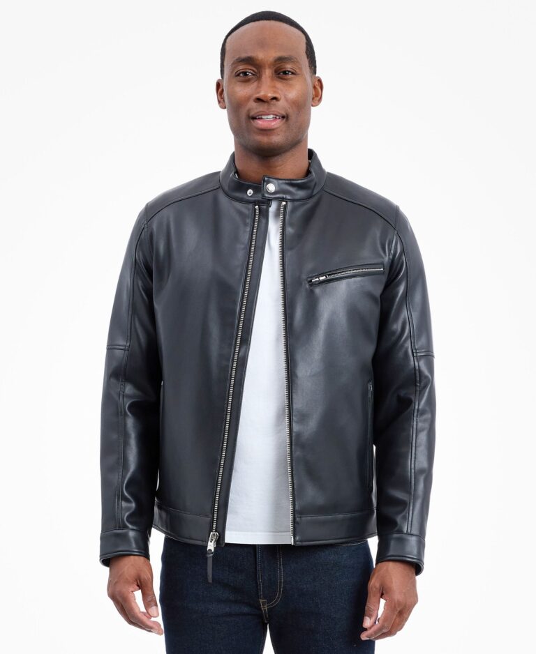 Men's Faux Leather Moto Jacket