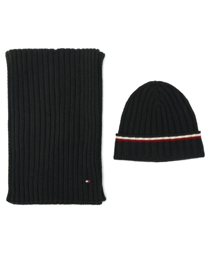Men's 2-Piece Wide Rib Global Stripe Cuff Beanie and Scarf Set