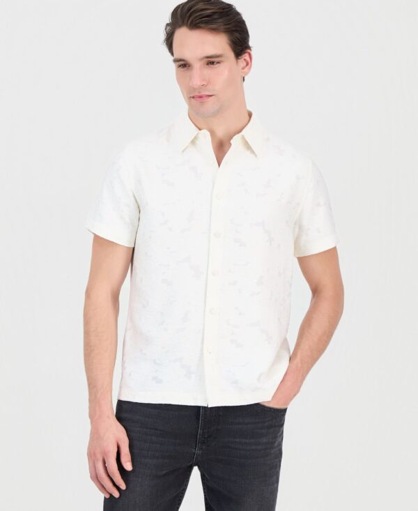 Men's Alden Clip Jacquard Short-Sleeve Woven Button-Front Shirt