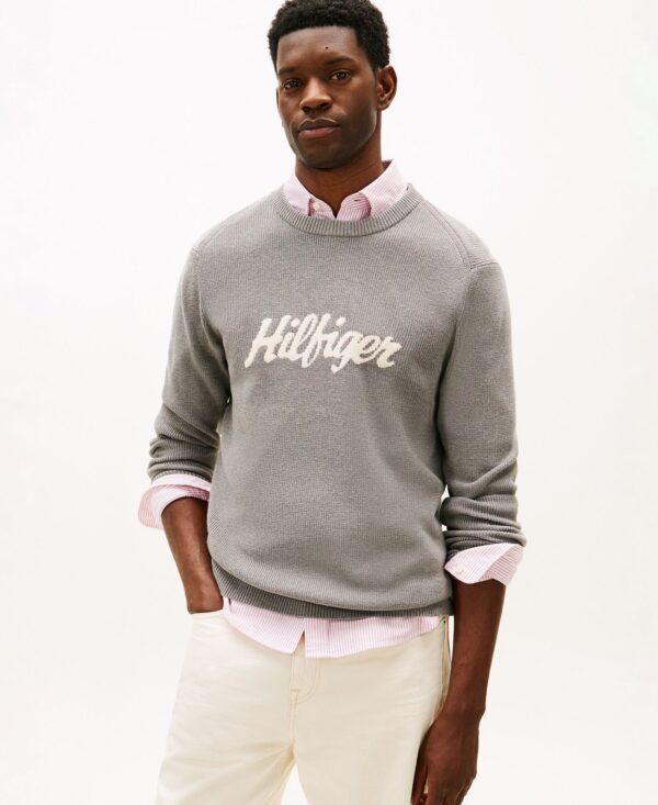 Men's Crewneck Logo Intarsia Graphic Sweater
