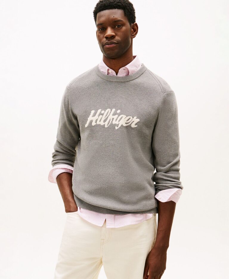Men's Crewneck Logo Intarsia Graphic Sweater
