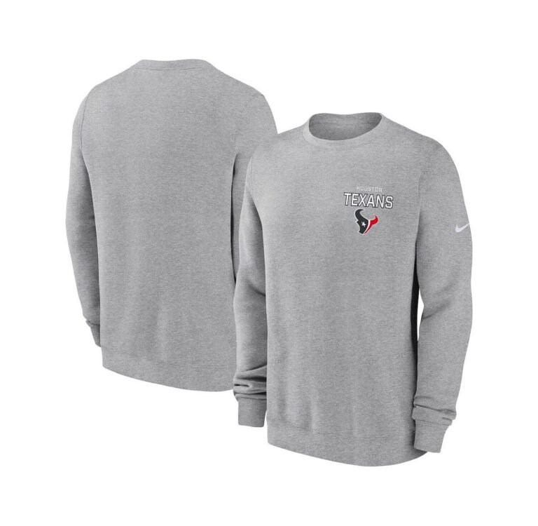 Men's Heather Gray Houston Texans Primetime Club Fleece Pullover Sweatshirt
