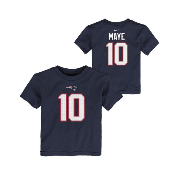 Toddler Drake Maye Navy New England Patriots Player Name Number T-Shirt