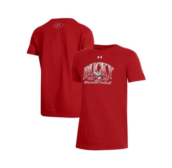 Big Boys and Girls Red Wisconsin Badgers Throwback T-Shirt