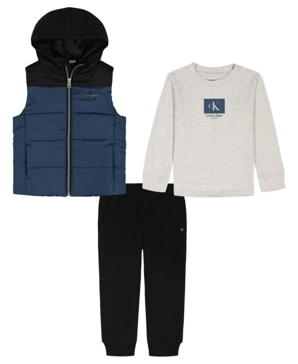 Boys' 2T-7 Hooded Vest, T-shirt and Joggers, 3-Piece Set