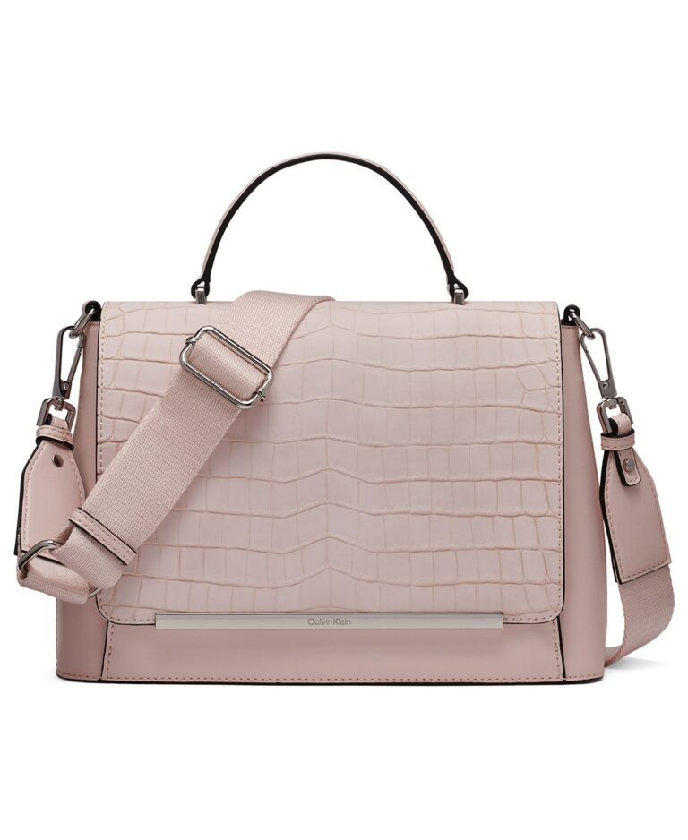 Alia Croc Magnetic Snap Satchel Bag