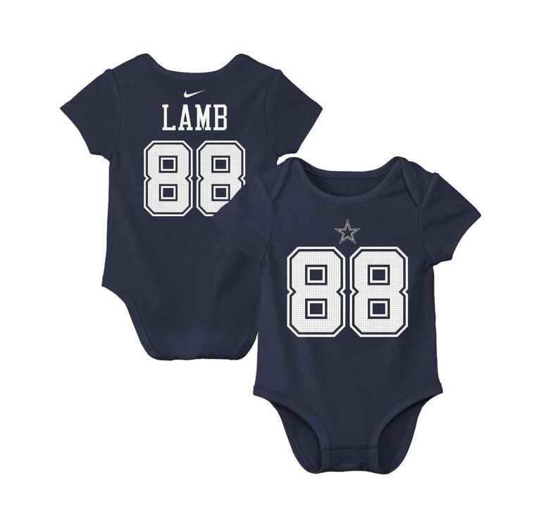 Baby Boys and Girls CeeDee Lamb Navy Dallas Cowboys Player Name Number Bodysuit