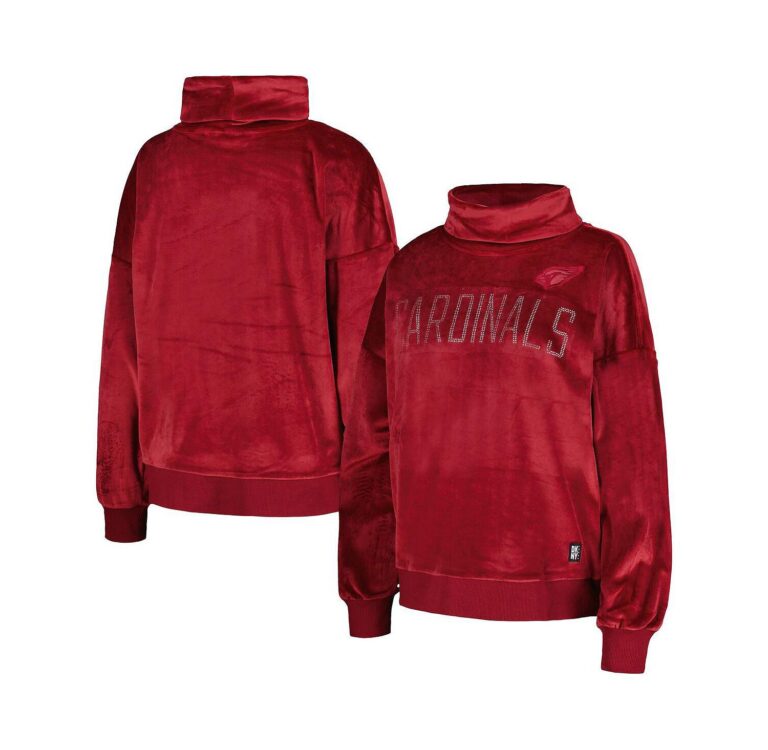 DKNY Women's Sport Cardinal Arizona Cardinals Deliliah Rhinestone Funnel Neck Pullover Sweatshirt