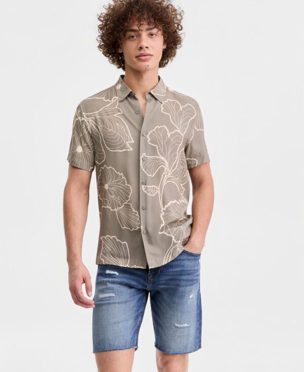 Men's Floral Short-Sleeved Button-Up Shirt