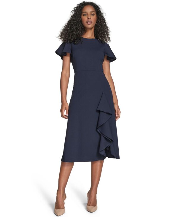 Women's Flutter Sleeve Midi Dress
