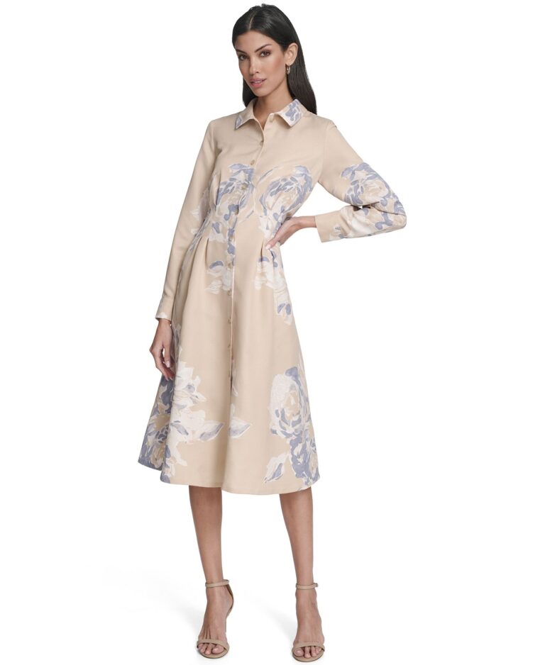 Women's Printed Collar Shirt Dress