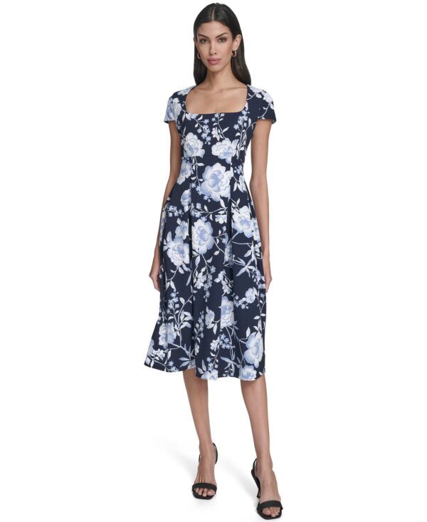 Women's Floral Print Square Neck Dress