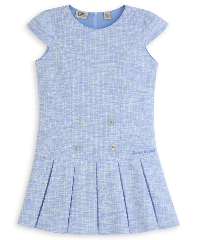 Girls' 4-6X Short-Sleeve Boucle Dress