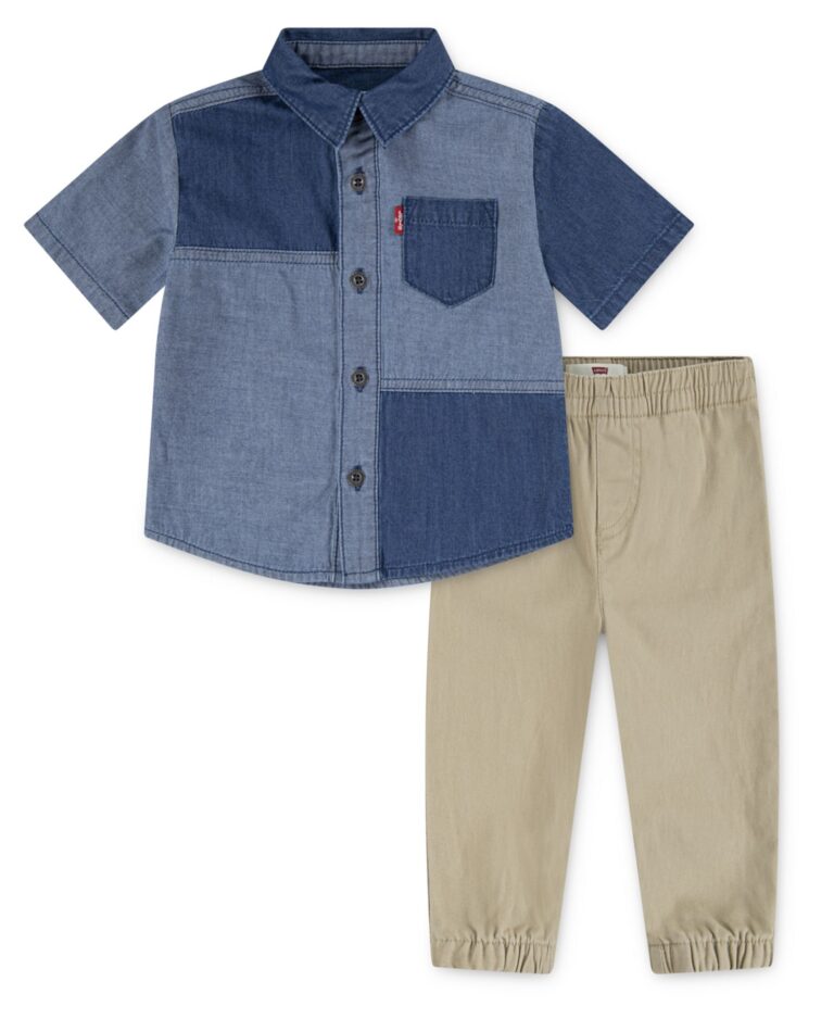 Boys' 2T-7 Color-Blocked Shirt and Jogger Pants, 2-Piece Set