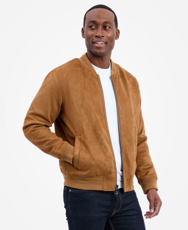 Men's Faux Suede Bomber Jacket