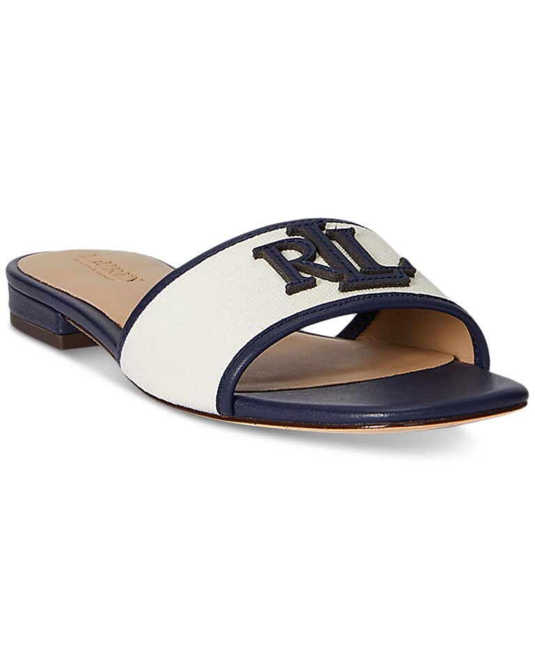 Women's Everley Leather-Trim Canvas Slide Sandals