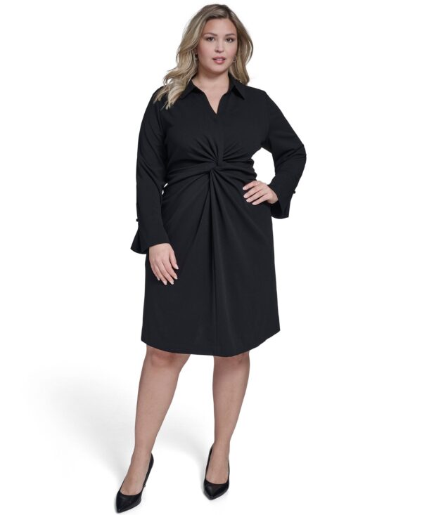 Plus Size Twist Design Shirt Dress