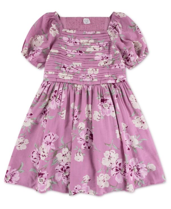Girls' Crinkle Floral Print Mini Dress