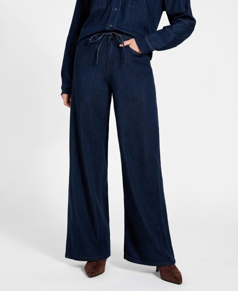 Women's Blossom Drawstring Wide Leg Jeans