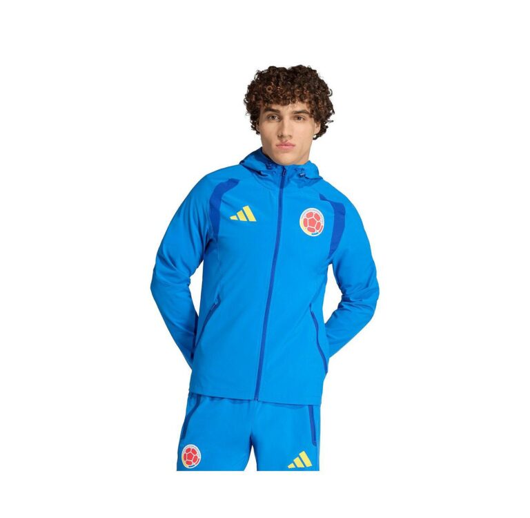 Men's Blue Colombia National Team FIFA x World Cup 2026 Tiro Travel Raglan Full-Zip Windbreaker Hoodie