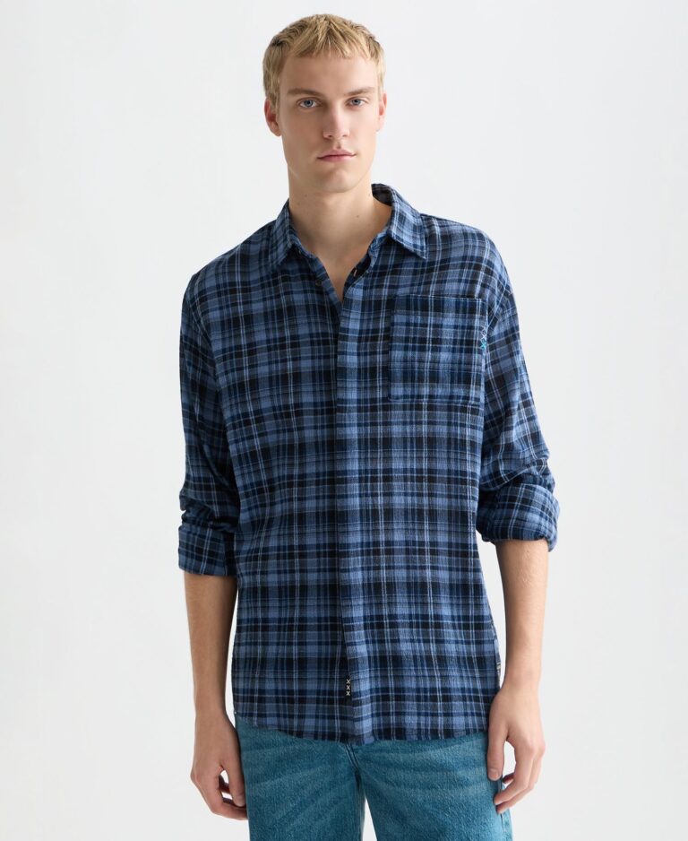 Men's Checkered Blue Flannel Shirt