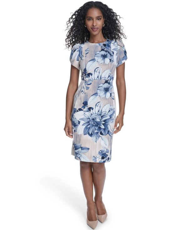 Women's Printed Tulip Short-Sleeve Sheath Dress