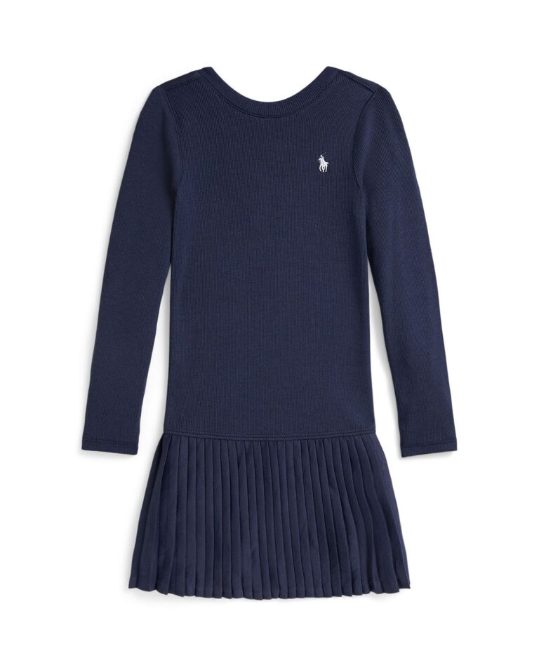 Girls' 2T-6X Pleated-Skirt Ribbed Dress