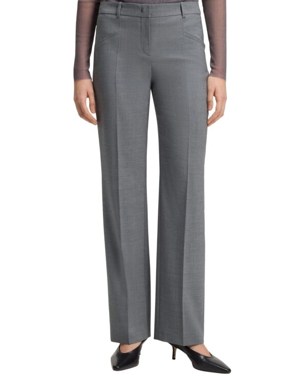 BOSS by Women's Melange Virgin Wool Relaxed-Fit Pants